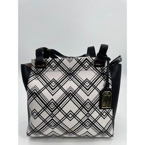 Lauren Ralph Lauren Tote Handbags Women's White/Black Geometric Double Handles